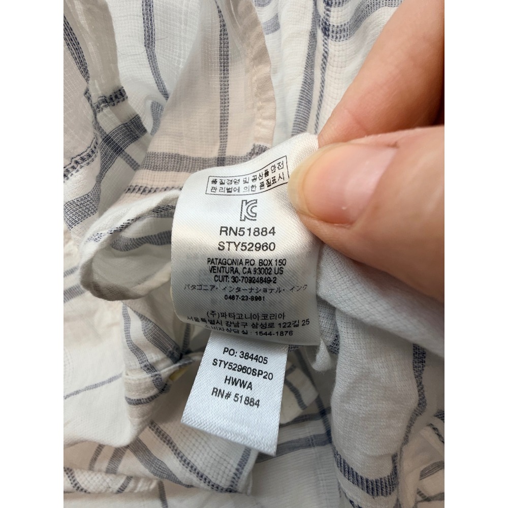 Patagonia Womens Lightweight A/C Shirt White Blue Plaid Cotton Hemp STY52960 M - Picture 8 of 9